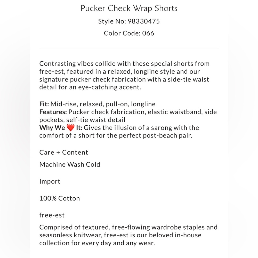 NWT Free People free-est Pucker Check Wrap Shorts - Picture 5 of 6